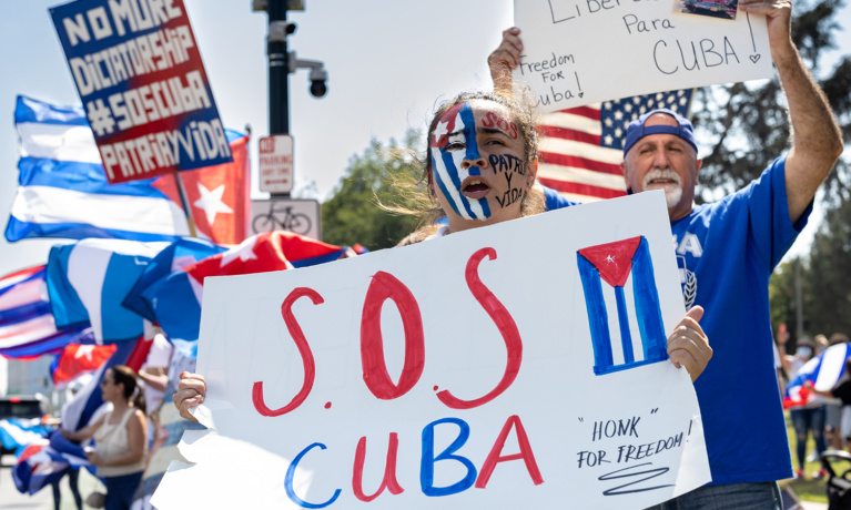Cuba Solidarity Protests in Beverly Hills