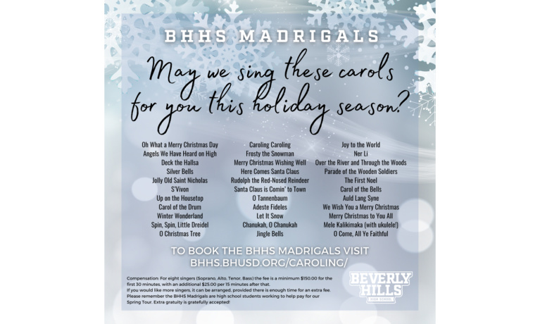 Book the Beverly Hills High Madrigals this Holiday Season