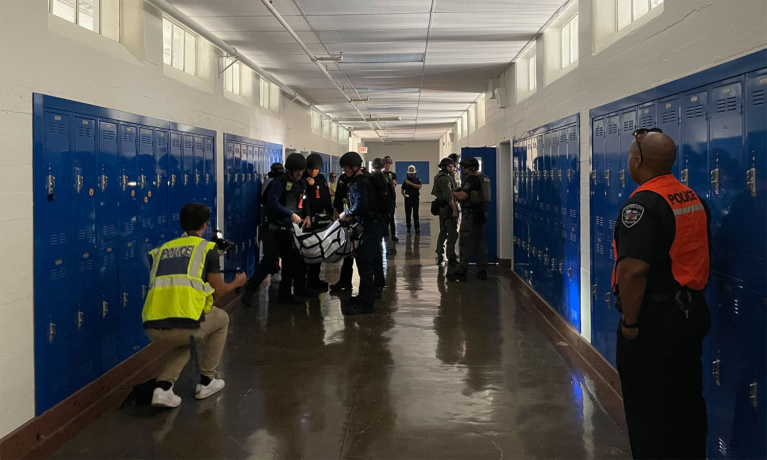 BHPD Conducts Safety Drill at Hawthorne Elementary School