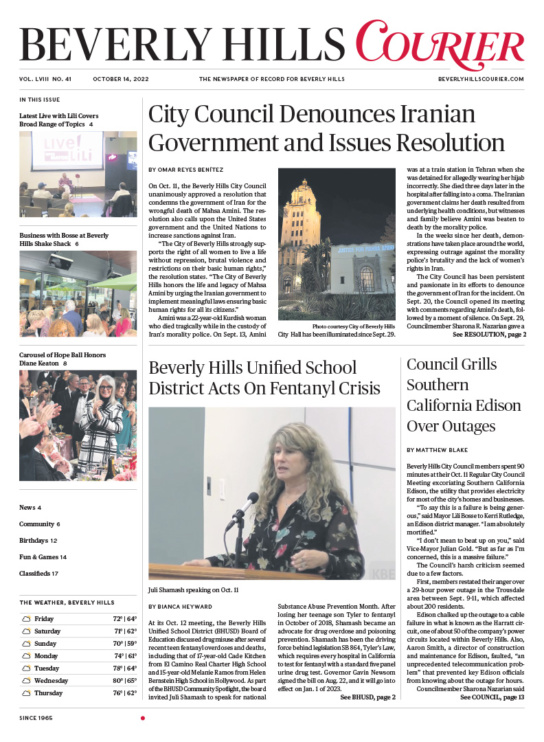 Beverly Hills Courier - Print Editions — Beverly Hills Courier