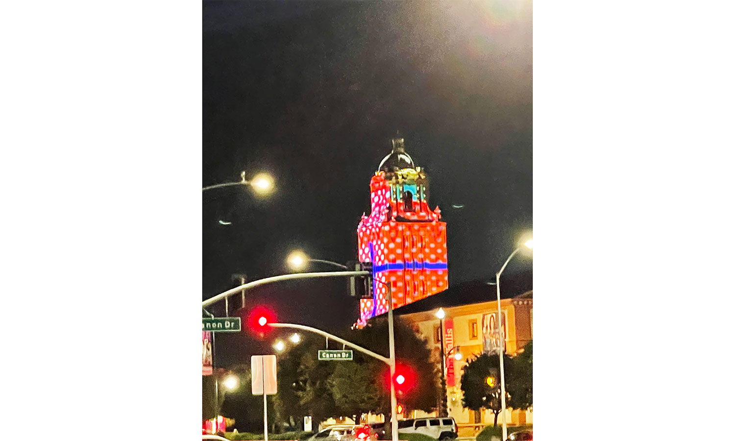 BEVERLY HILLS, CA ~Night View RODEO DRIVE Shopping Xmas Lights? 4¾