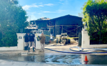 Fire Damages House in Beverly Hills