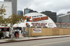 The exterior of Beverly Hills High School