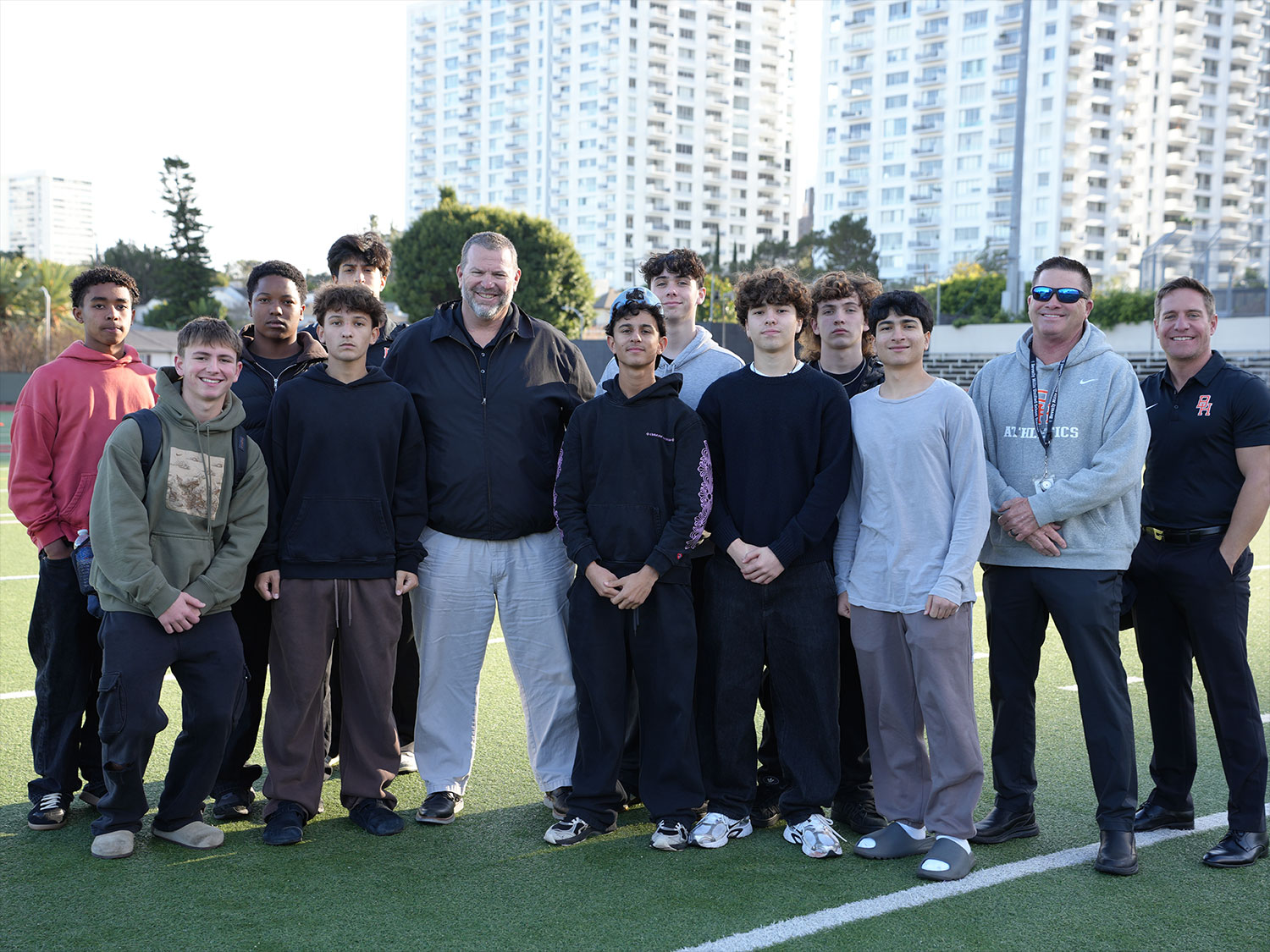 BHHS football coach Jeff Bailey with his team