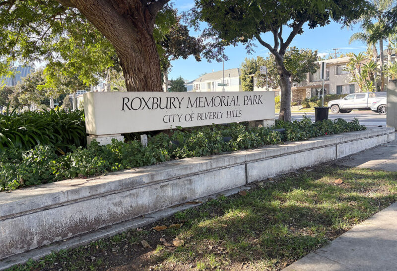 Roxbury Memorial Park sign