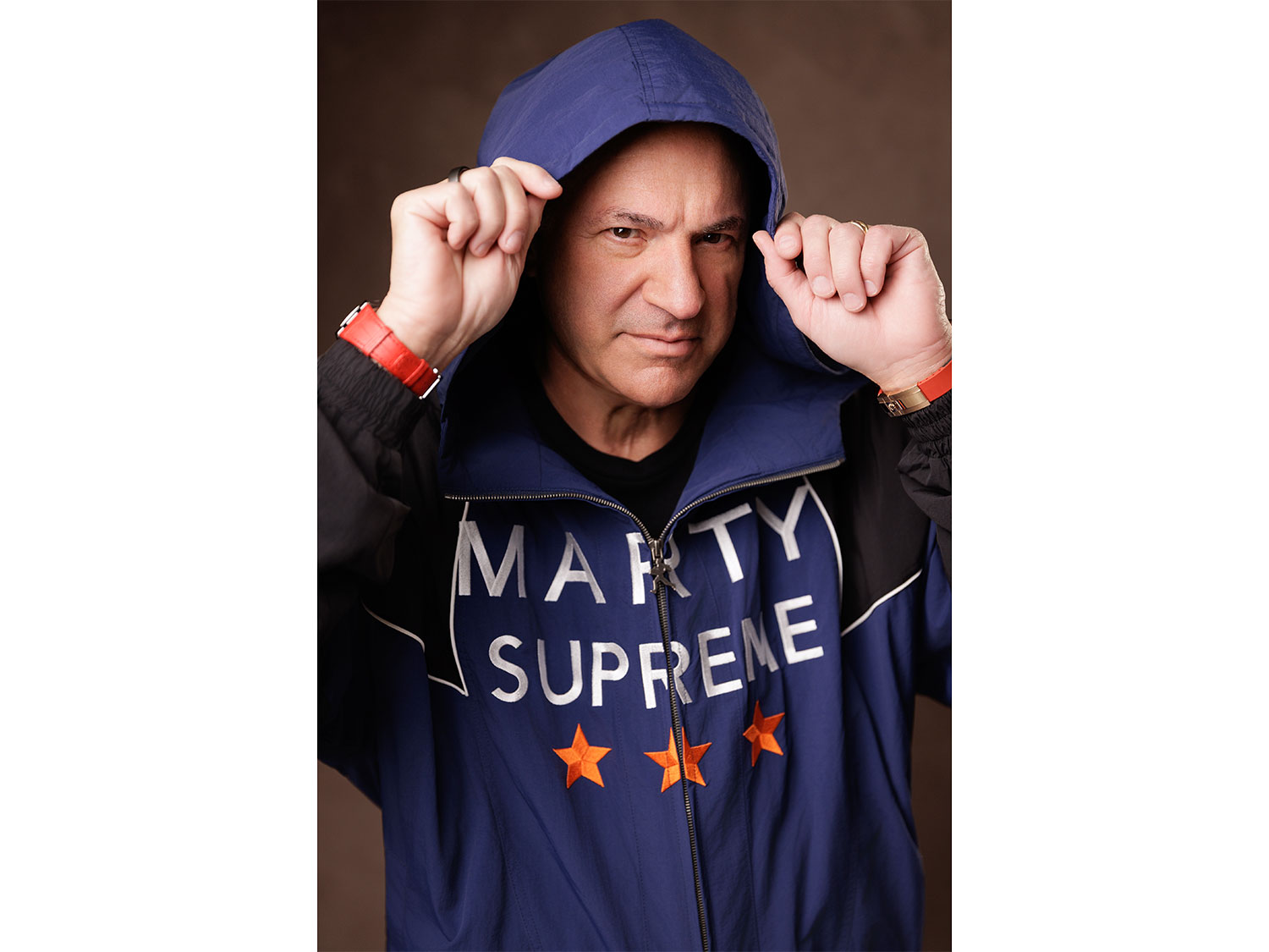 Kevin sporting merch from his recent acting gig, “Marty Supreme”Photo by Sarah Orbanic