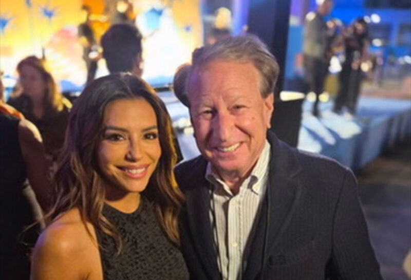 Actress Eva Longoria, a Los Angeles World Cup 2026 Community Ambassador, and Courier Publisher and LASEC Board Member John Bendheim at the World Cup Kickoff Party