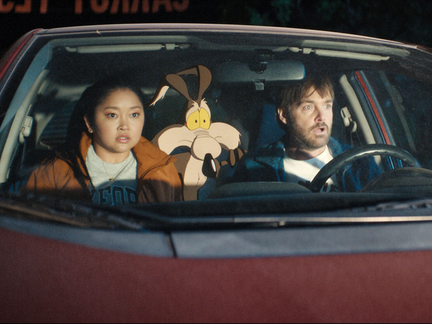Stephanie Hsu and Will Forte in “Coyote vs. acme”Photo Courtesy of Ketchup Entertainment 