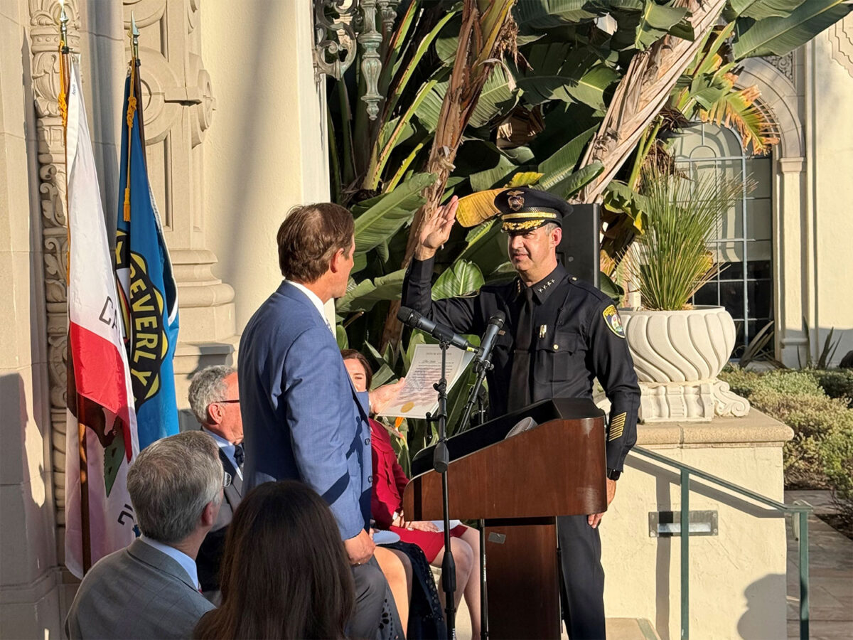 BHPD Chief Max Subin was sworn in by L.A. District Attorney Nathan Hochman.