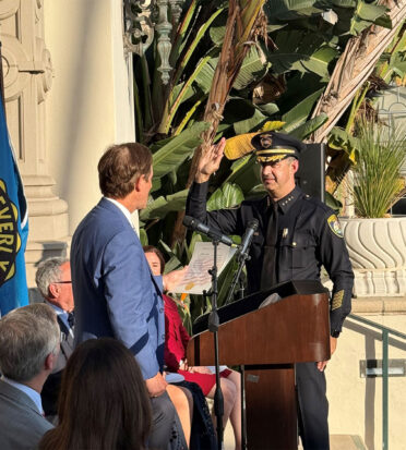 BHPD Chief Max Subin was sworn in by L.A. District Attorney Nathan Hochman.