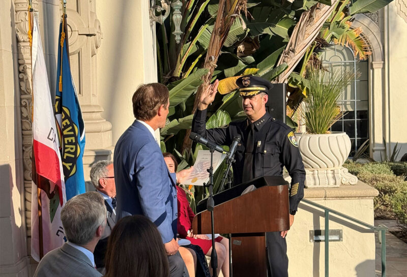 BHPD Chief Max Subin was sworn in by L.A. District Attorney Nathan Hochman.